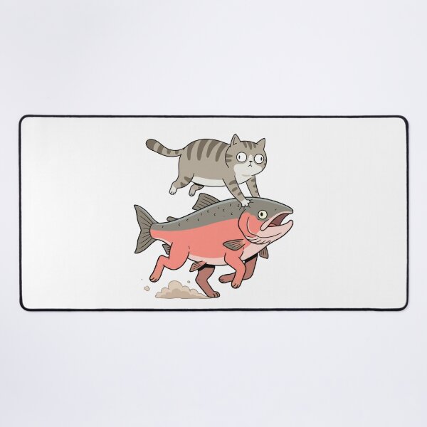 Item preview, Weird Funny Cat riding panic Salmon designed and sold by Woketoon.