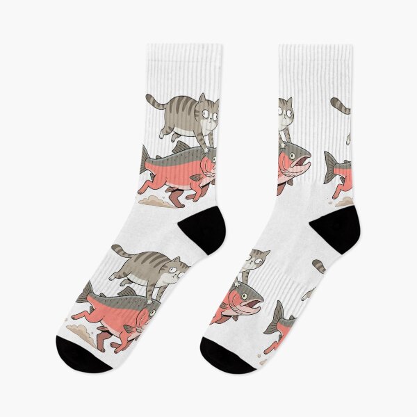 Item preview, Weird Funny Cat riding panic Salmon  designed and sold by Woketoon.