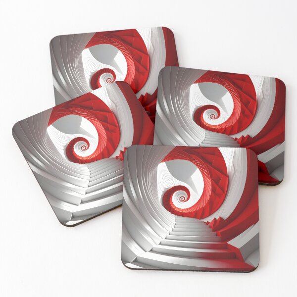 Item preview, Spiral Red and White Staircase designed and sold by Vicky Brago-Mitchell®.