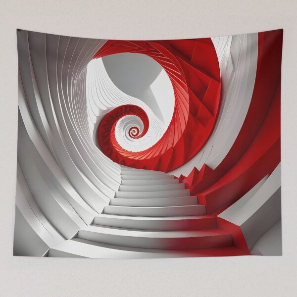 Item preview, Spiral Red and White Staircase designed and sold by Vicky Brago-Mitchell®.