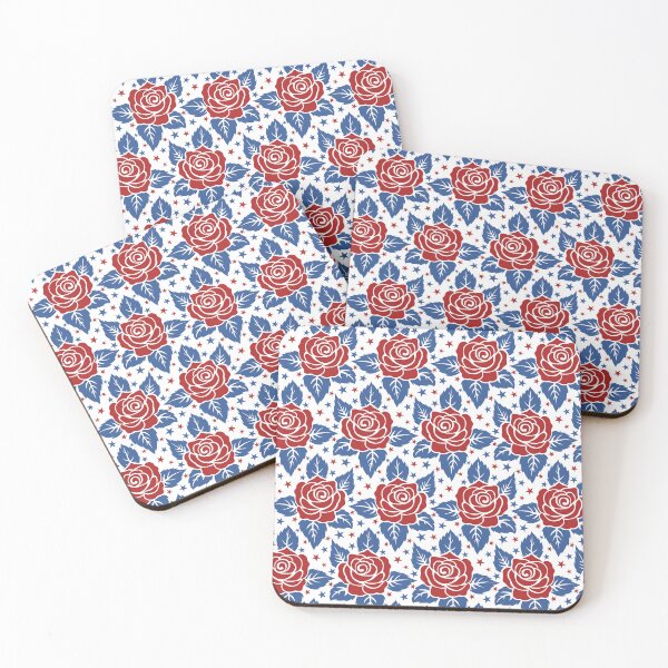Item preview, Vintage Americana Red Rose Seamless Patriotic Pattern designed and sold by mrhighsky.