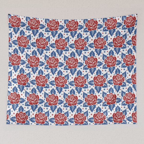 Item preview, Vintage Americana Red Rose Seamless Patriotic Pattern designed and sold by mrhighsky.