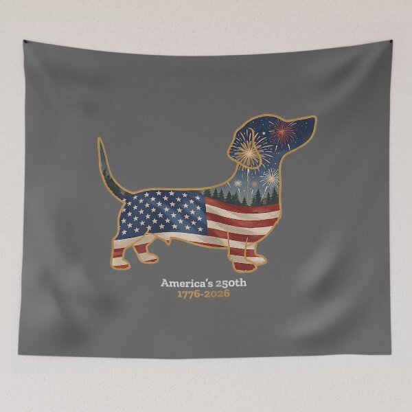 Item preview, Dachshund America's 250th Patriotic Dog Fireworks designed and sold by KristineLi.