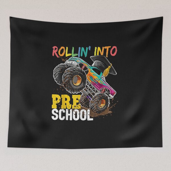 Item preview, Boys Monster Trucks Graduation Rollin into Preschool designed and sold by FrankIsabel.