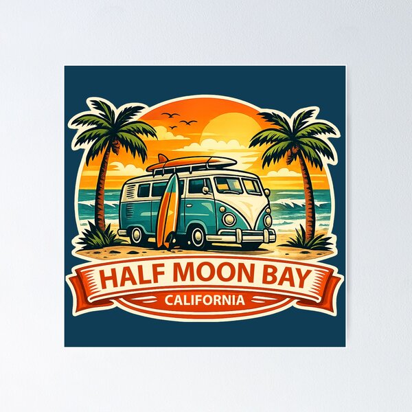 Item preview, Half Moon Bay California Surf Van designed and sold by getpressedshirt.