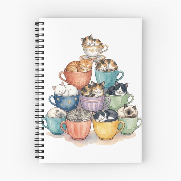 Item preview, Cozy Watercolor Kitten Teacup Stack Pyramid designed and sold by DreamyBrushArt.