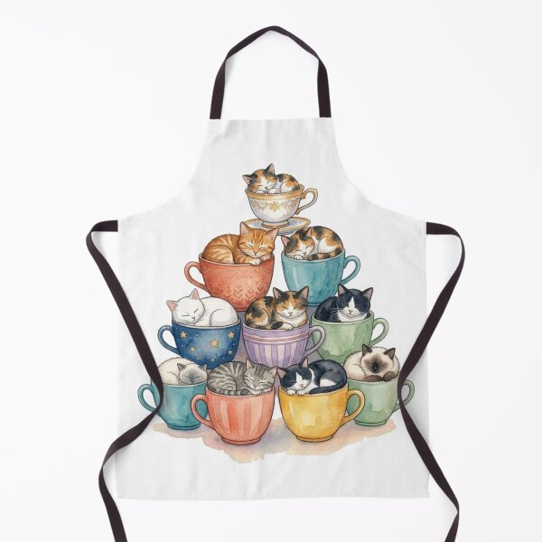 Item preview, Cozy Watercolor Kitten Teacup Stack Pyramid designed and sold by DreamyBrushArt.