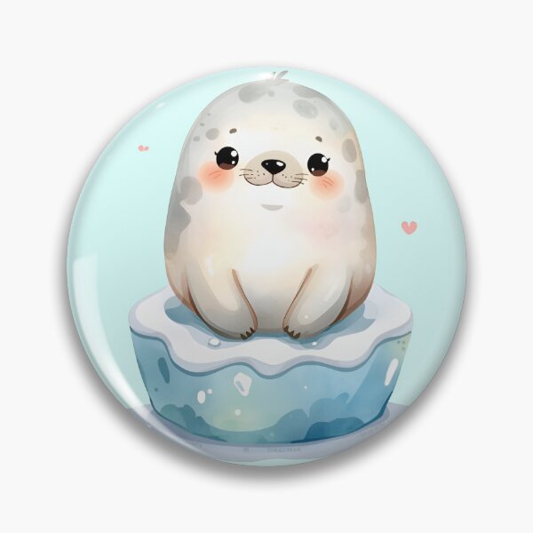 Item preview, Cute Kawaii Baby Seal on Ice Watercolor Illustration | Adorable Arctic Animal | Pastel Polar Sea Life Sticker designed and sold by PrintelloTH.