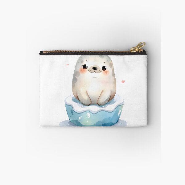 Item preview, Cute Kawaii Baby Seal on Ice Watercolor Illustration | Adorable Arctic Animal | Pastel Polar Sea Life Sticker designed and sold by PrintelloTH.