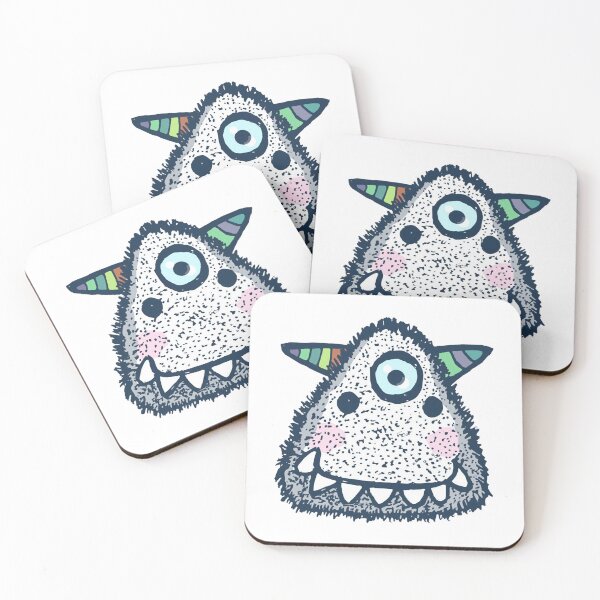 Item preview, Cute Fluffy Monster Teal Blue Striped Alien Illustration designed and sold by NAPOLS.