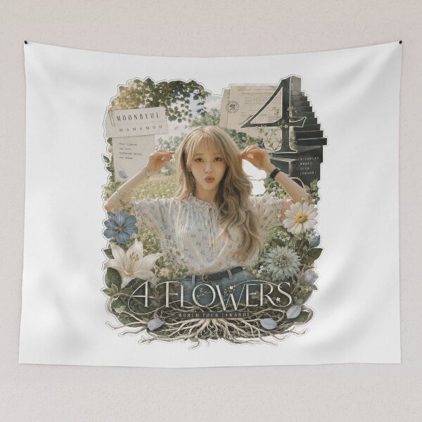 Item preview, MAMAMOO Moonbyul 4 Flowers vintage botanical collage art designed and sold by Valereekmerch.
