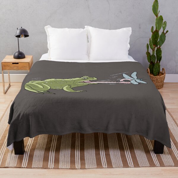 Item preview, Frog catching dragonfly cottagecore illustration designed and sold by LeshanArt.