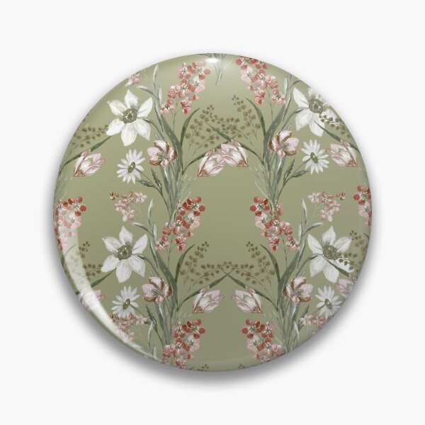 Item preview, Sage Green Vintage Botanical Lily and Blush Tulip Pattern designed and sold by Jyoti-Quotes.