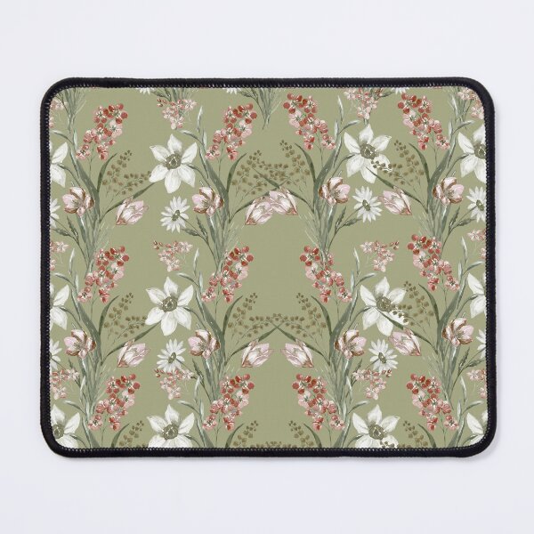 Item preview, Sage Green Vintage Botanical Lily and Blush Tulip Pattern designed and sold by Jyoti-Quotes.
