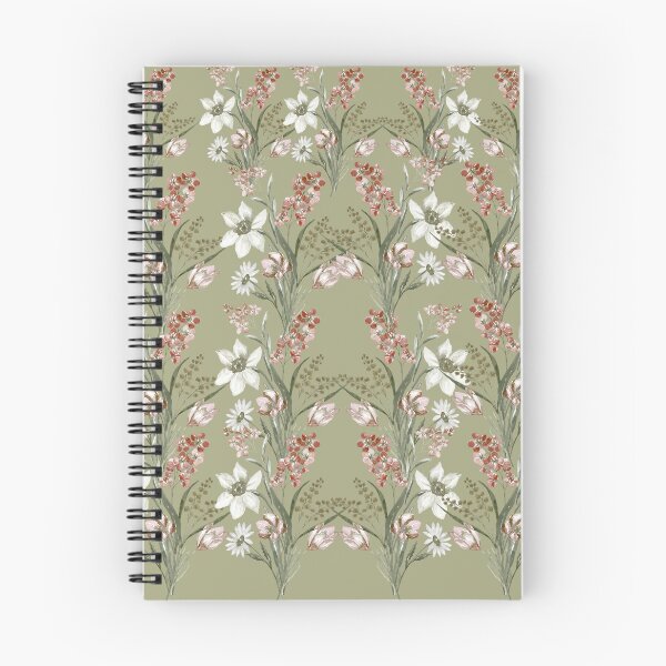 Item preview, Sage Green Vintage Botanical Lily and Blush Tulip Pattern designed and sold by Jyoti-Quotes.