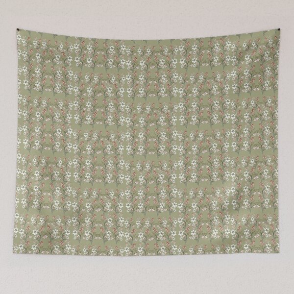 Item preview, Sage Green Vintage Botanical Lily and Blush Tulip Pattern designed and sold by Jyoti-Quotes.
