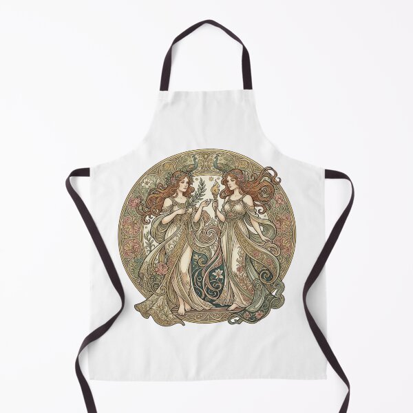Item preview, Gemini Zodiac Art Nouveau Twins Celestial Mucha Style Illustration designed and sold by BeautifulVibe.