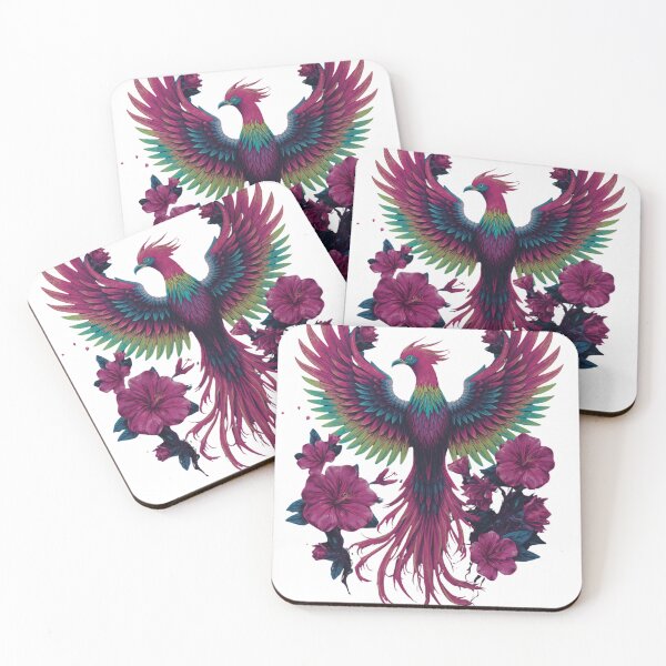 Item preview, Colorful Phoenix Bird with Floral Fantasy Art T-Shirt | Vibrant Mythical Firebird Illustration designed and sold by Wirath Shop.