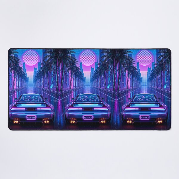 Item preview, Retro Synthwave Neon City Mid Engine Tuner Highway Cruise designed and sold by RevUpDesign.
