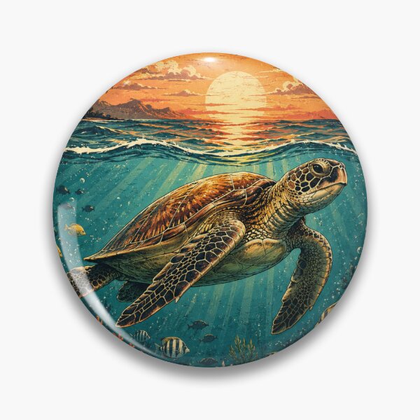 Item preview, Vintage Sea Turtle Ocean Sunset Design designed and sold by NestDesigns1.