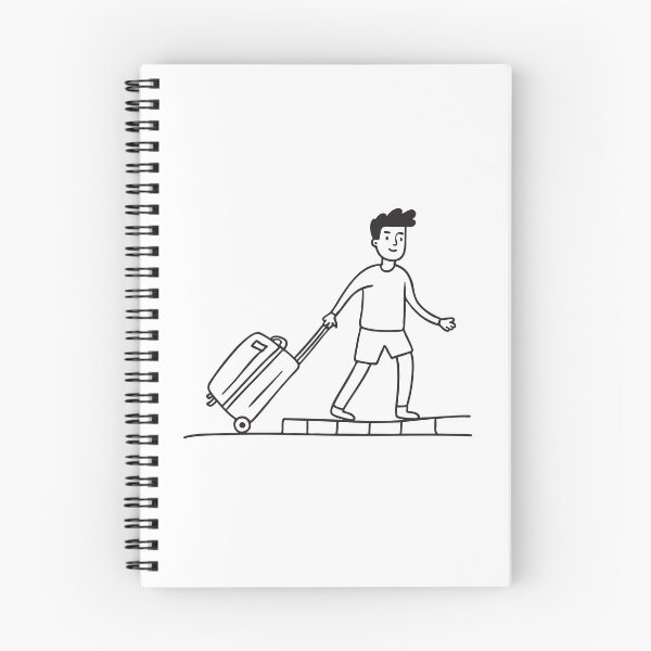 Item preview, A man rolling luggage up a slope by the hotel driveway designed and sold by rasagamastore.