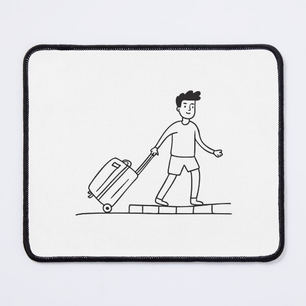 Item preview, A man rolling luggage up a slope by the hotel driveway designed and sold by rasagamastore.