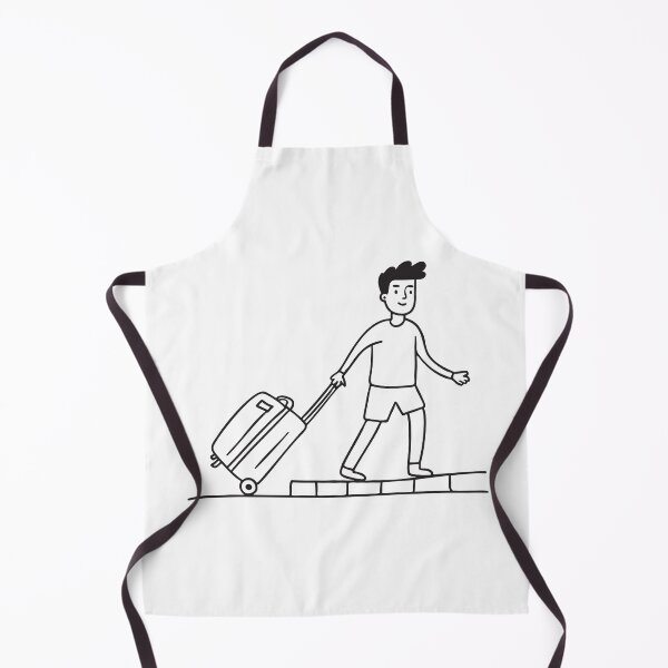 Item preview, A man rolling luggage up a slope by the hotel driveway designed and sold by rasagamastore.