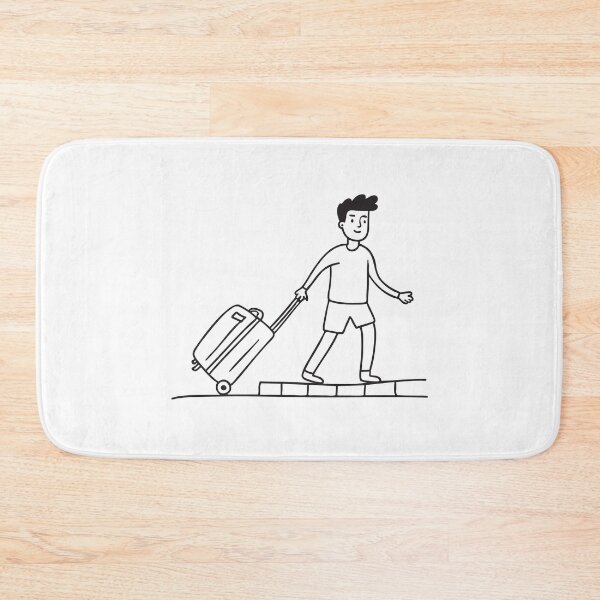 Item preview, A man rolling luggage up a slope by the hotel driveway designed and sold by rasagamastore.