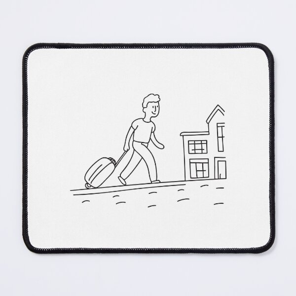 Item preview, A man hauling a suitcase uphill toward a hotel entrance designed and sold by rasagamastore.