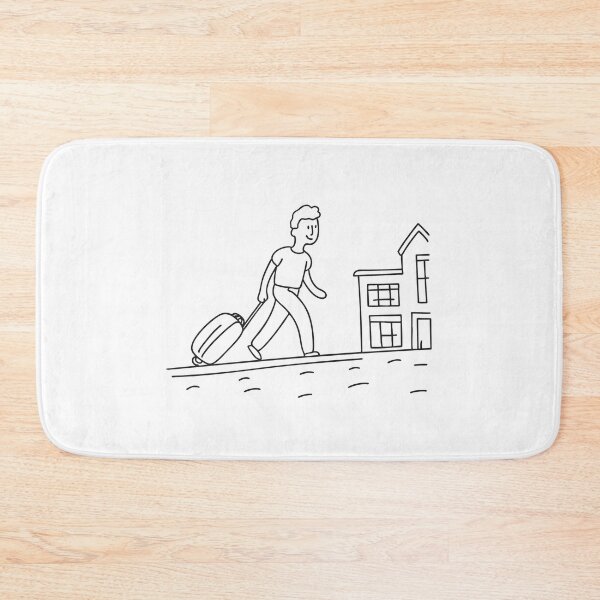 Item preview, A man hauling a suitcase uphill toward a hotel entrance designed and sold by rasagamastore.