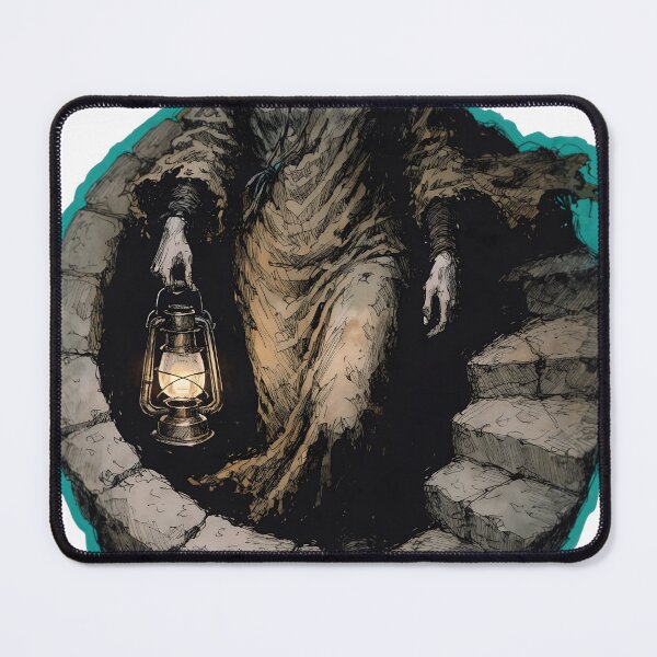 Item preview, Ghostly woman holding lantern on stone as PNG element designed and sold by Creative88Art.