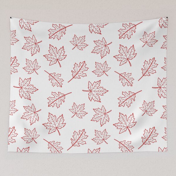 Item preview, Red and White Fall Leaves Pattern designed and sold by SolGalaxyDesign.