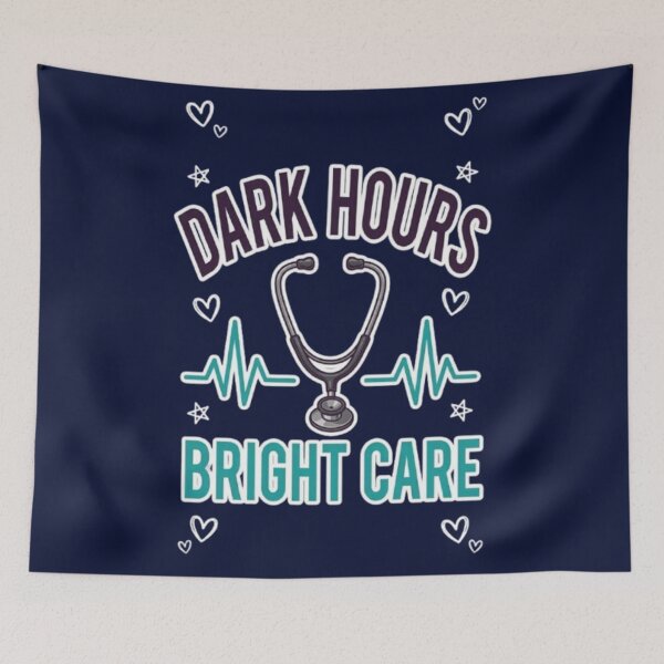 Item preview, Dark Hours Bright Care  Night Shift Nurse Healthcare Worker Gift Tshirt designed and sold by HopeAndHustle.