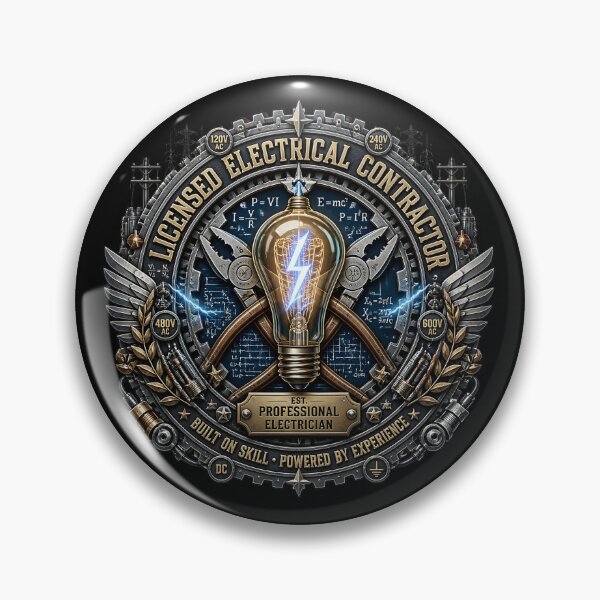 Item preview, Licensed Electrical Contractor Vintage Industrial Badge Electrician designed and sold by AffanStoreIn.