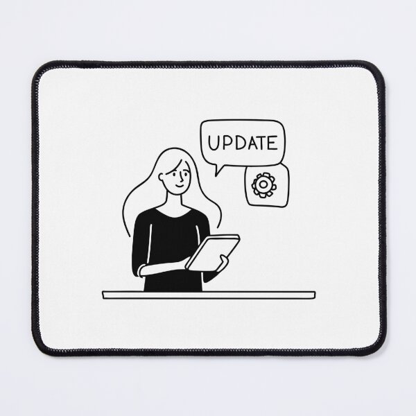 Item preview, Someone holding a tablet while standing next to update notes designed and sold by rasagamastore.