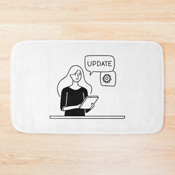 Item preview, Someone holding a tablet while standing next to update notes designed and sold by rasagamastore.