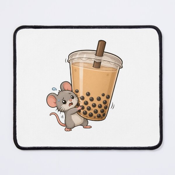 Item preview, Cute Mouse Carrying Giant Bubble Tea Sticker designed and sold by PawsGiggles.