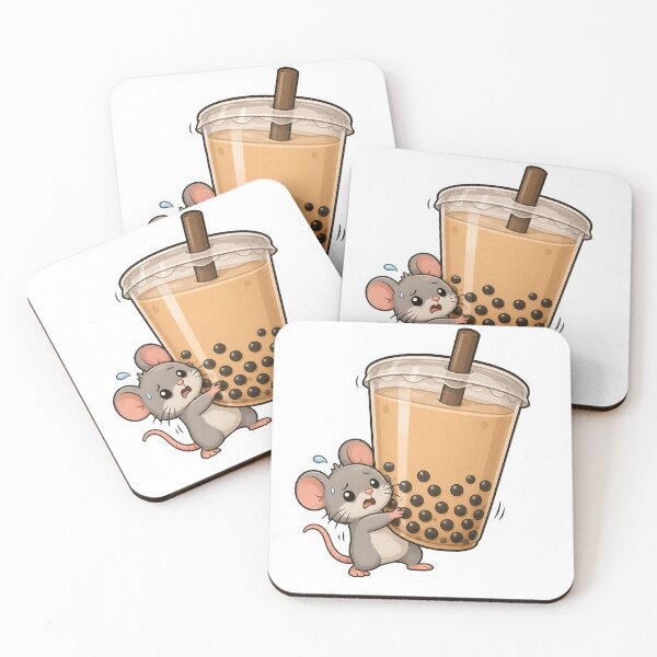 Item preview, Cute Mouse Carrying Giant Bubble Tea Sticker designed and sold by PawsGiggles.