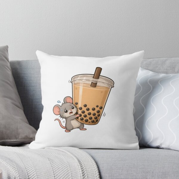 Item preview, Cute Mouse Carrying Giant Bubble Tea Sticker designed and sold by PawsGiggles.