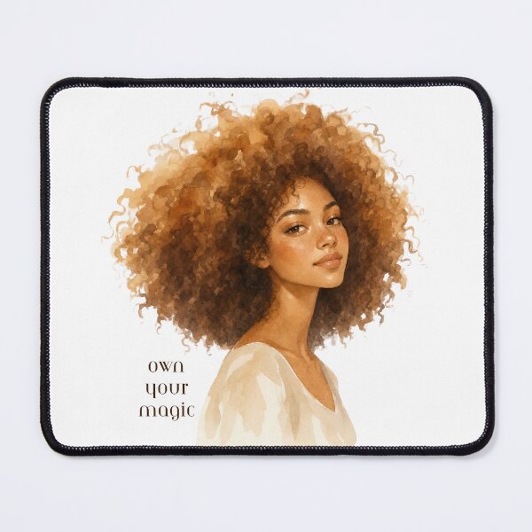 Item preview, Own Your Magic – Empowering Curly Hair Woman Portrait designed and sold by Tanayagya.