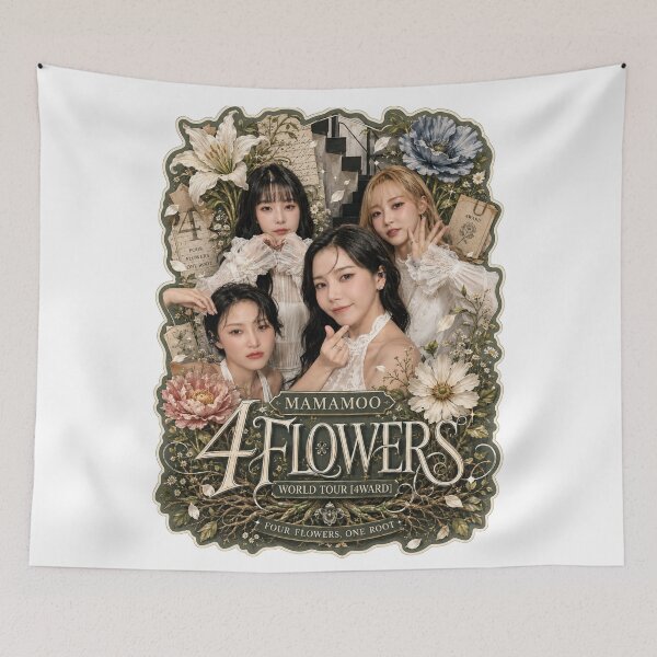 Item preview, MAMAMOO 4 Flowers OT4 vintage botanical wall poster designed and sold by Valereekmerch.