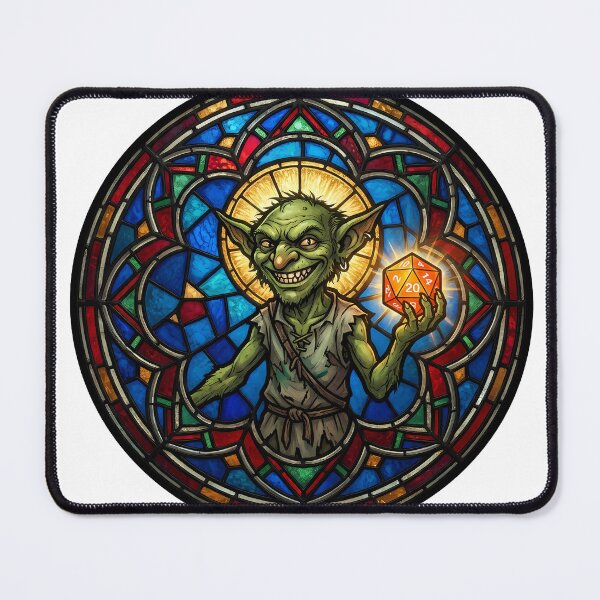 Item preview, Patron Saint of Chaotic Neutral Goblin Stained Glass TTRPG designed and sold by WorldShop17.