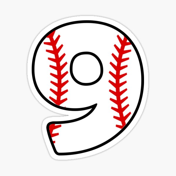 Baseball Style Number 9 With Seam Sticker