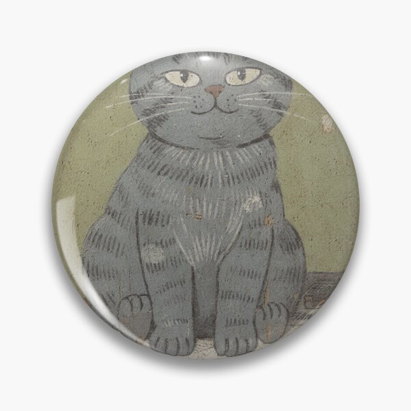 Item preview, Smug Chartreux Cat Sitting on the Newspaper Folk Art designed and sold by PictorialWhimsy.
