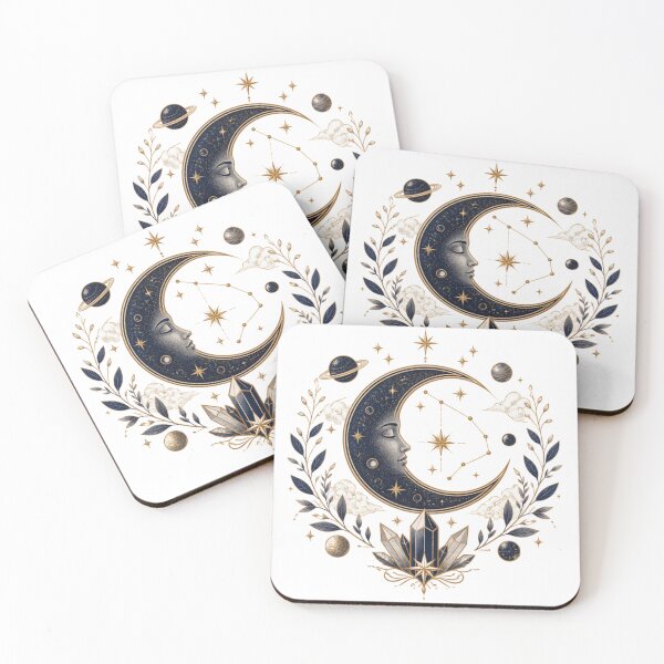 Item preview, Mystic Crescent Moon with Constellations and Celestial Crystals designed and sold by Studio_21.