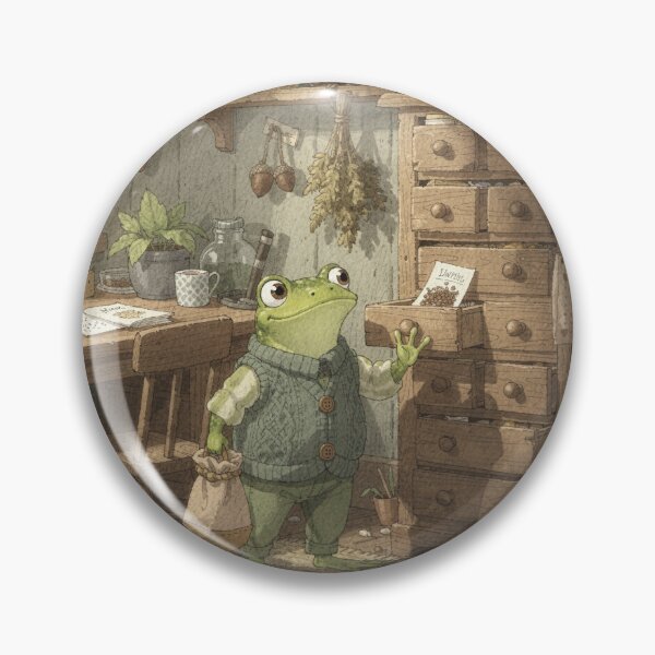 Item preview, Frog Seed Keeper at the Cabinet of Tiny Drawers Cottagecore Art designed and sold by PictorialWhimsy.