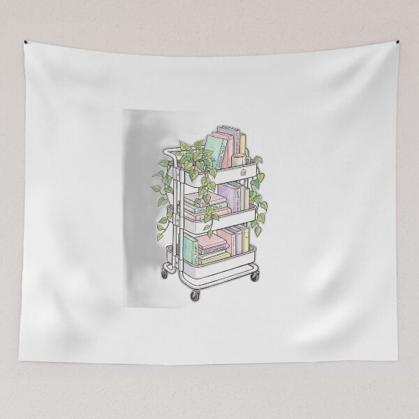Item preview, Aesthetic Book Cart with Plants designed and sold by ryanguas.