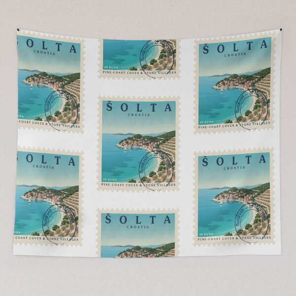 Item preview, Šolta Croatia Pine Coast Stone Harbor Stamp Sticker designed and sold by stickercuffs.