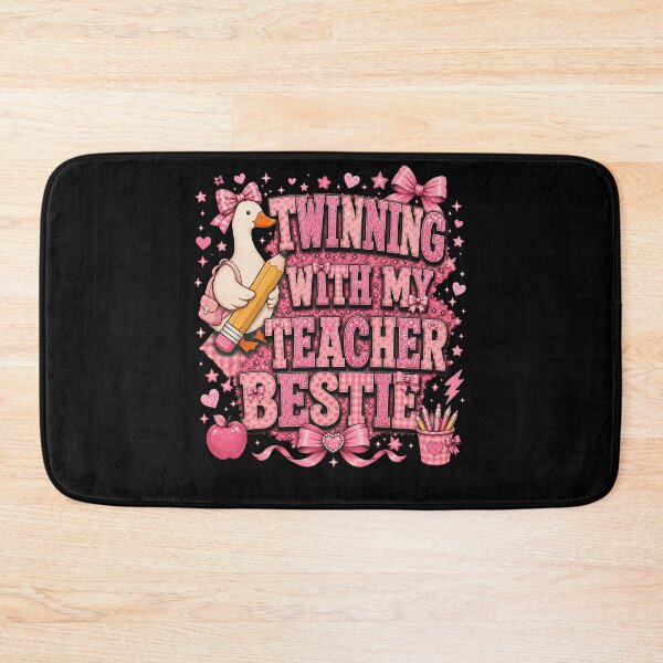 Item preview, Twinning With My Teacher Bestie Shirt, Matching Teacher Best Friend Tee, Pink Coquette Educator Shirt, Teacher Team Gift designed and sold by THREE LITTLE BEANS.