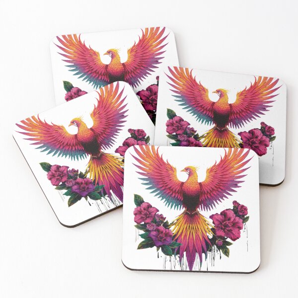 Item preview, Colorful Phoenix Bird with Floral Fantasy Art T-Shirt | Vibrant Mythical Firebird Illustration designed and sold by Wirath Shop.
